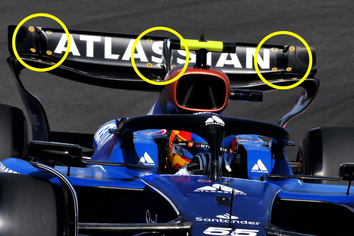 Williams rear wing with the markers clearly visible. Image: XPB Images.