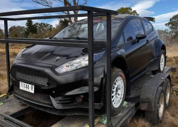 The repaired Tom Clarke Ford Fiesta R5.