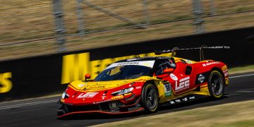 Eliott Schutte and Jaxon Evans shared a Ferrari at the Bathurst 12 Hour. Image: InSyde Media