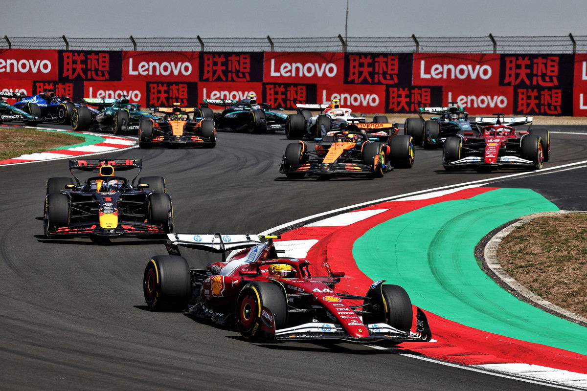 Lewis Hamilton has stormed to his first Ferrari victory in the Chinese GP Sprint. Image: XPB Images.