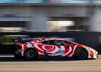 The Adrian Deitz/Tony D'Alberto Lamborghini Huracan GT3 EVO II at The Bend in 2024.