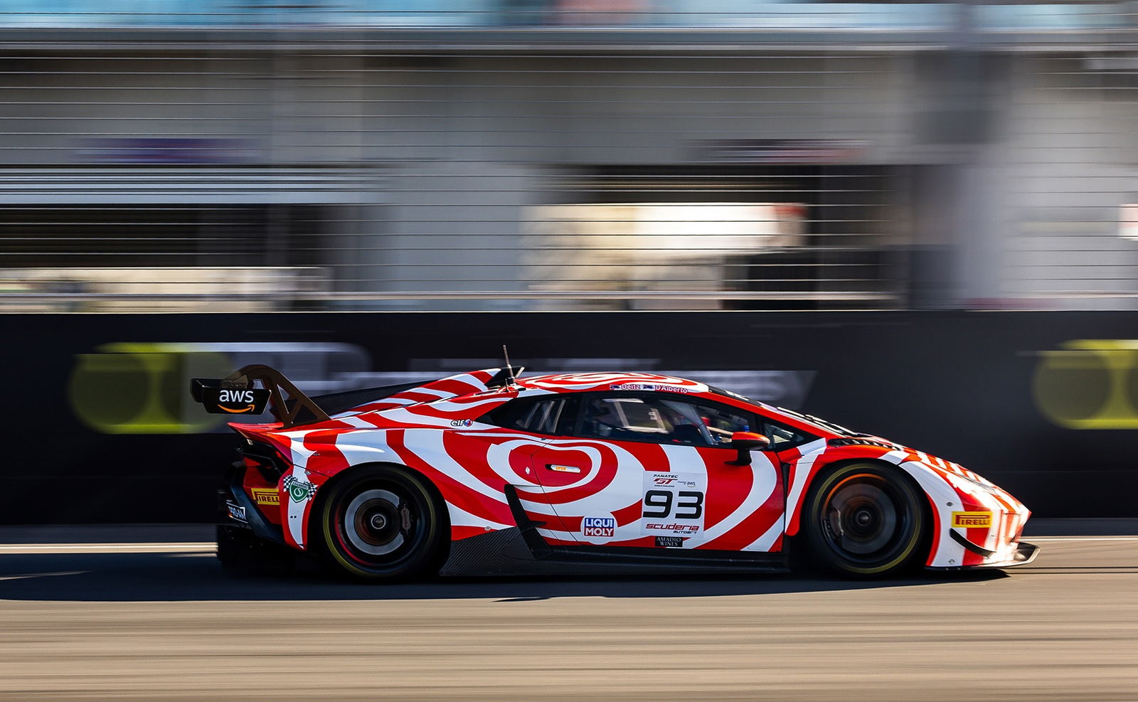 The Adrian Deitz/Tony D'Alberto Lamborghini Huracan GT3 EVO II at The Bend in 2024.