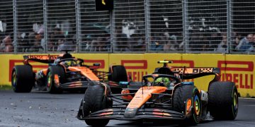 Norris leads Piastri during the AGP. Image: XPB Images