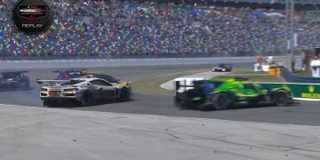 Trackhouse Racing by TF Sport driver Connor Zilisch (left) spins into the path of the Era Motorsport entry.