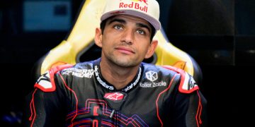 Jorge Martin is seen during Barcelona MotoGP test in Barcelona.