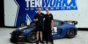 Nash Morris and Zoe Woods with their TekworkX Motorsport GT4-spec Porsche.